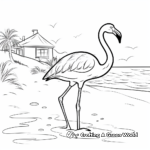 Beach-Themed Flamingo Coloring Pages 2