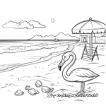 Beach-Themed Flamingo Coloring Pages 3