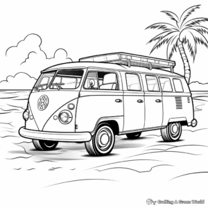 Beach Themed Hippie Van Coloring Pages 1