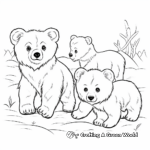 Bear Cubs Playing Together: Kids' Coloring Pages 2