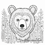 Bear Face in the Wild: Forest-Scene Coloring Pages 3