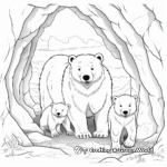 Bear Family in a Cave: Wildlife Scene Coloring Pages 1