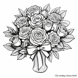 Beautiful Bouquet of Roses Coloring Sheets 1