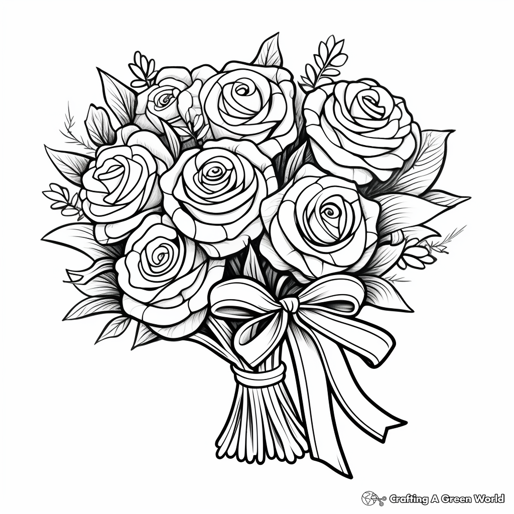 Beautiful Bouquet of Roses Coloring Sheets 3