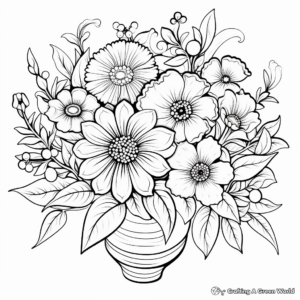 Beautiful Floral Design: Happy Birthday Mom Coloring Pages 3