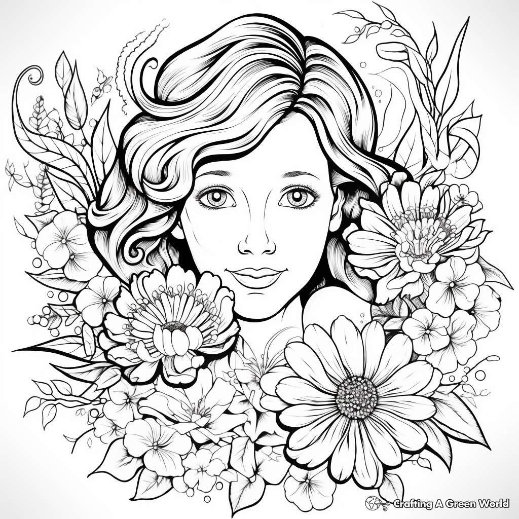 Beautiful Floral Design: Happy Birthday Mom Coloring Pages 4