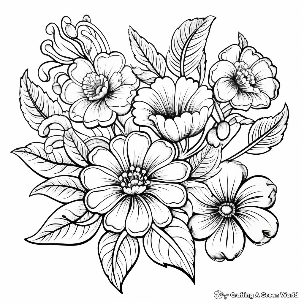 Beautiful Floral Pattern Coloring Pages 4