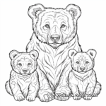 Beautiful Mama Grizzly Bear with Cubs Coloring Pages 2