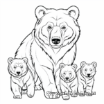 Beautiful Mama Grizzly Bear with Cubs Coloring Pages 3