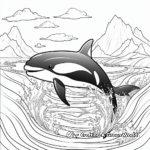 Beautiful Orca Whale and Bubbling Oceans: Scene Coloring Pages 2