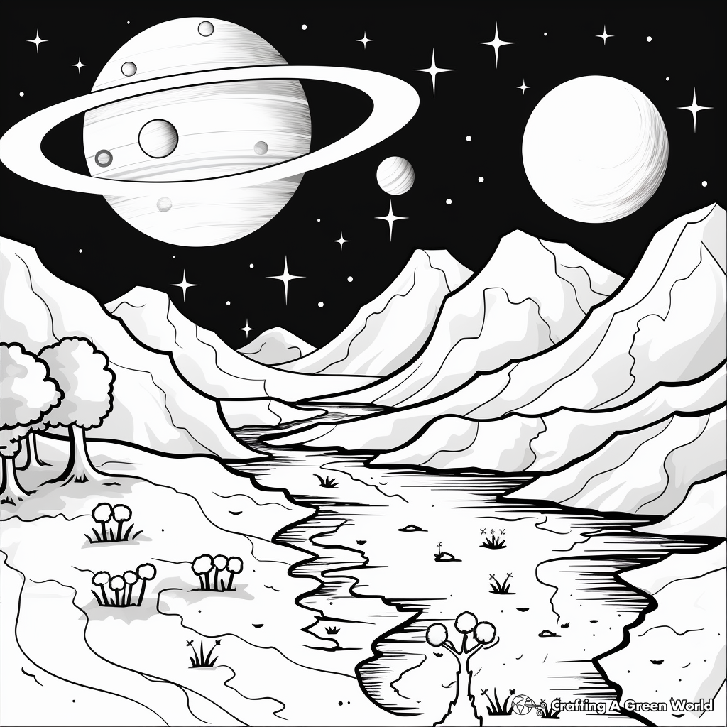 Beautiful Planets Night Sky Coloring Pages 2