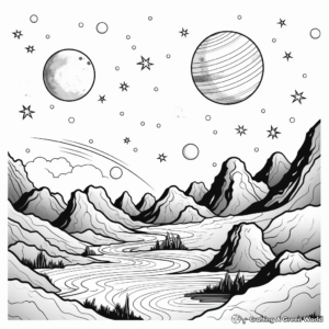 Beautiful Planets Night Sky Coloring Pages 3