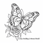 Beautiful Rose and Butterfly Coloring Pages 1
