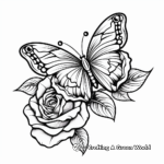 Beautiful Rose and Butterfly Coloring Pages 2
