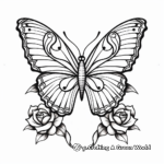 Beautiful Rose and Butterfly Coloring Pages 3