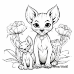 Beautiful Siamese Cats and Lotus Flower Coloring Pages 3