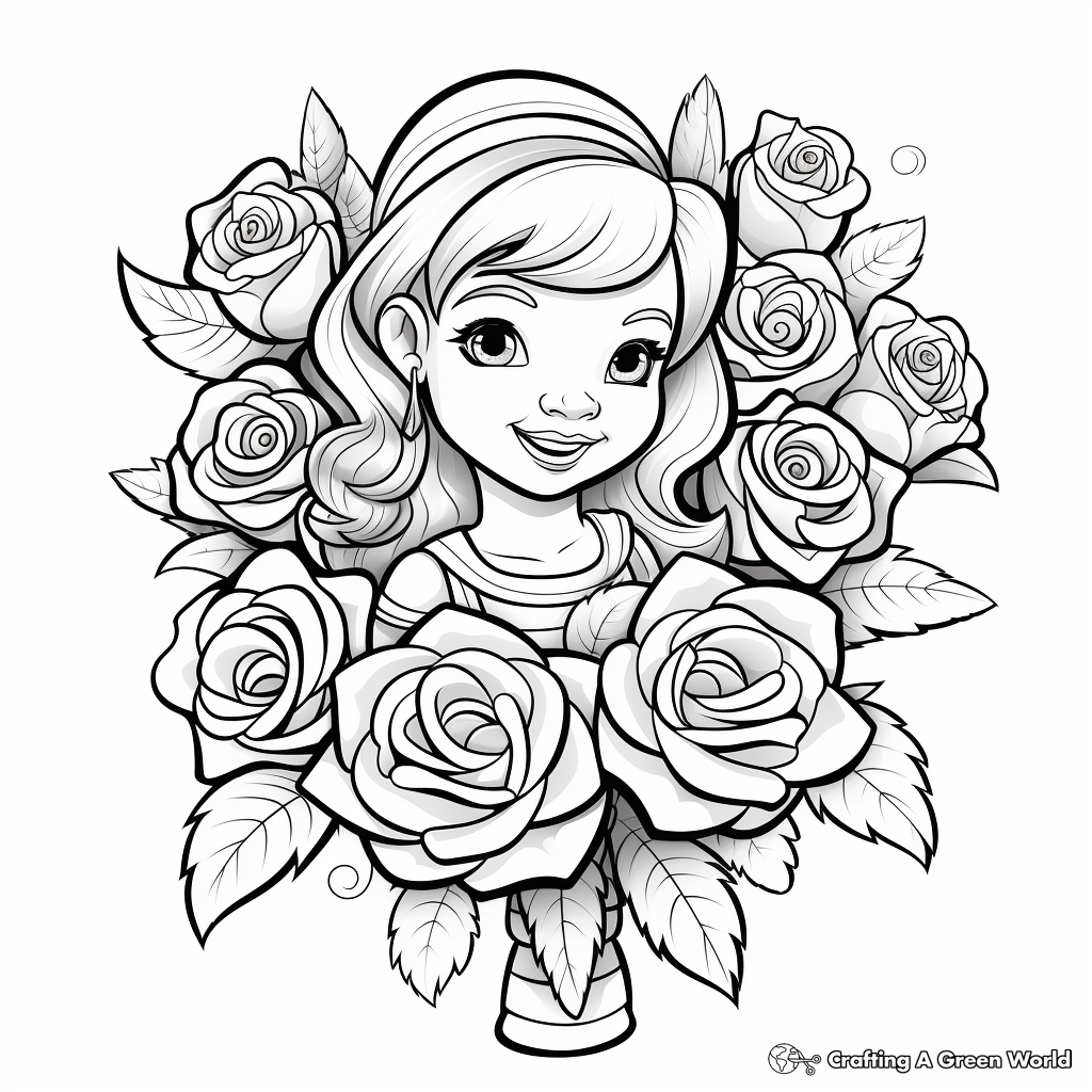 Beautiful Valentine Roses for Toddlers to Color 3