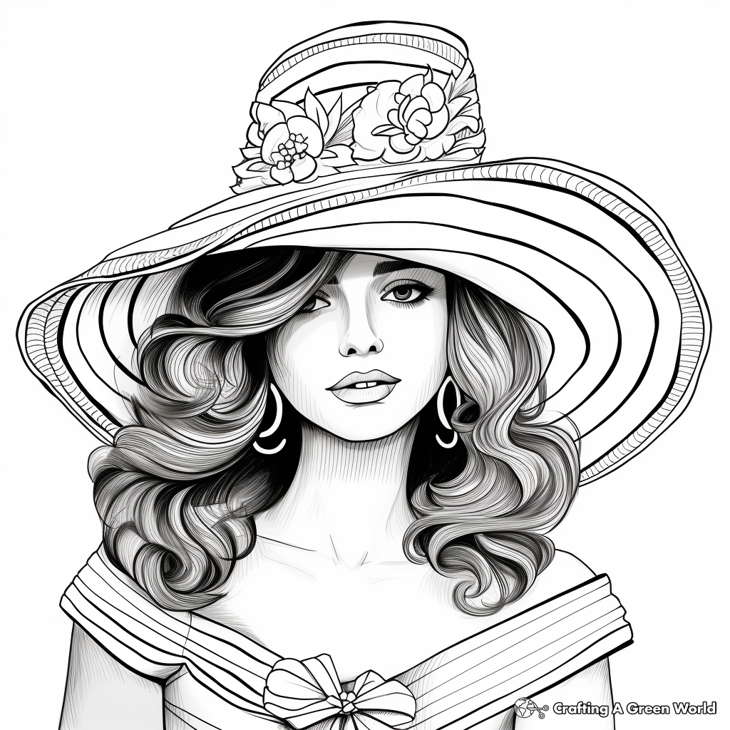 Beautiful Woman Wearing Sombrero Coloring Pages 1