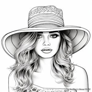 Beautiful Woman Wearing Sombrero Coloring Pages 2