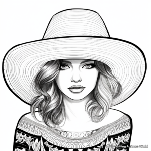 Beautiful Woman Wearing Sombrero Coloring Pages 3