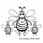 Bee Family Coloring Pages: Worker, Drone, and Queen 1