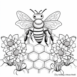 Bees and Honeycombs Spring Coloring Pages 2