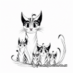 Bengal Cat Family: Male, Female, and Kittens Coloring Pages 4