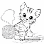 Bengal Kitten Playing with Yarn Coloring Pages 1