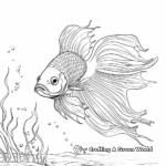 Betta Fish in Movement: Underwater-Scene Coloring Pages 2