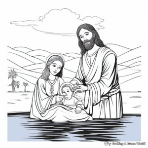 Biblical Baptism Scenes Coloring Pages 1