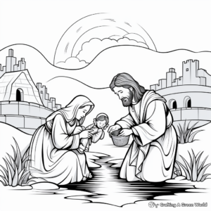 Biblical Baptism Scenes Coloring Pages 2