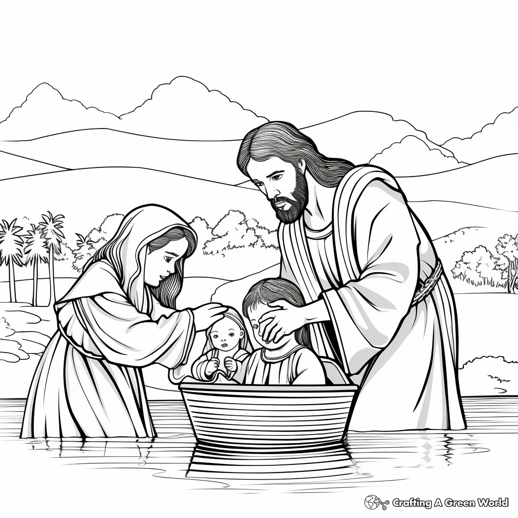 Biblical Baptism Scenes Coloring Pages 4