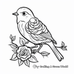 Bird and Rose Tattoo Coloring Pages for Nature Lovers 1