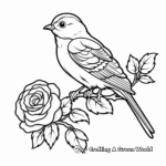 Bird and Rose Tattoo Coloring Pages for Nature Lovers 2