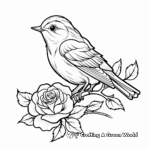 Bird and Rose Tattoo Coloring Pages for Nature Lovers 3