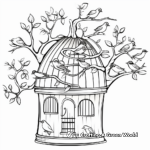 Bird Cage in a Tree Branch Coloring Sheets 2