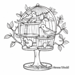 Bird Cage in a Tree Branch Coloring Sheets 3