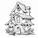 Bird House with Bird Family Coloring Pages: Parent Birds and Chicks 2