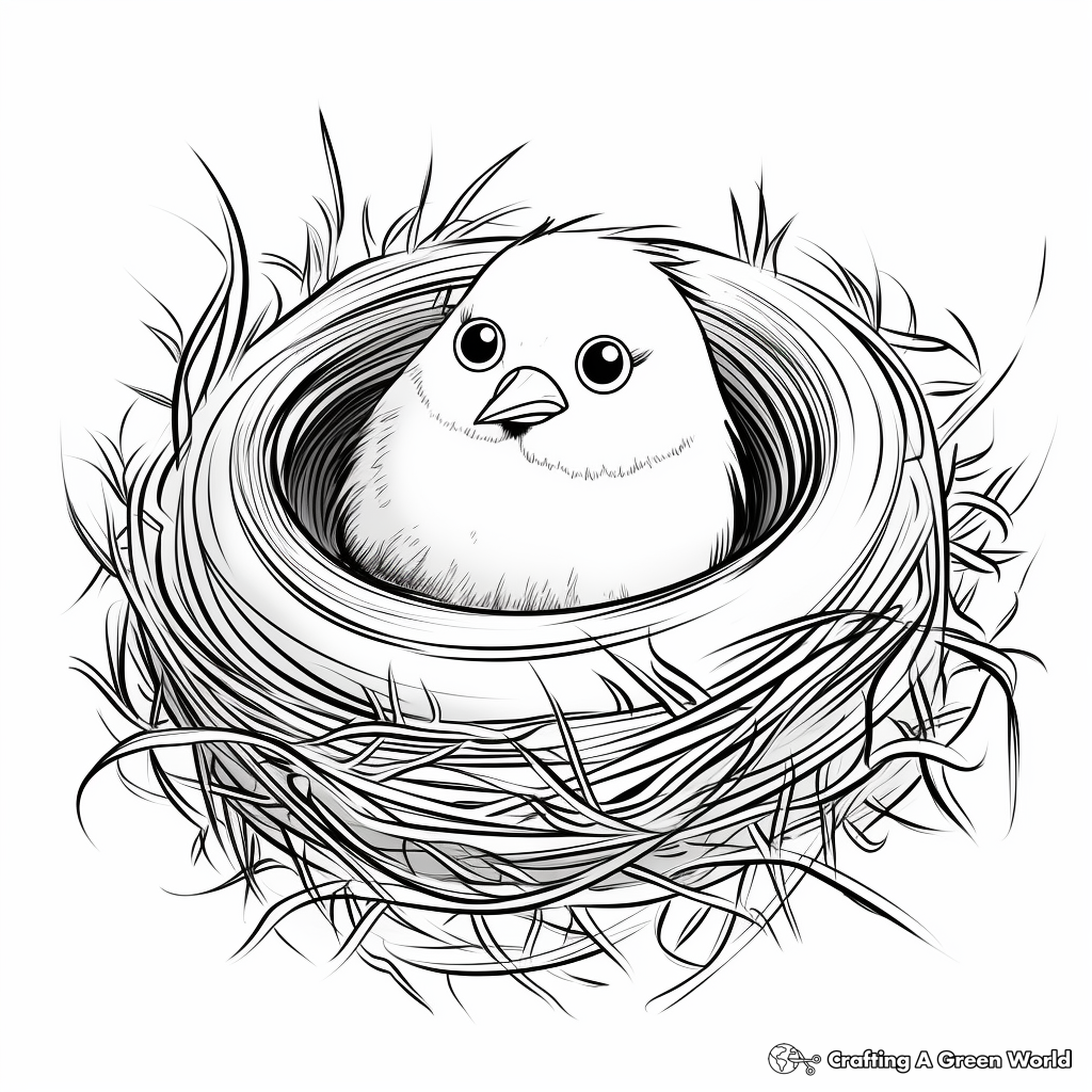 Bird Nest in Winter Setting Coloring Pages 1