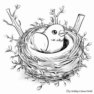 Bird Nest in Winter Setting Coloring Pages 2