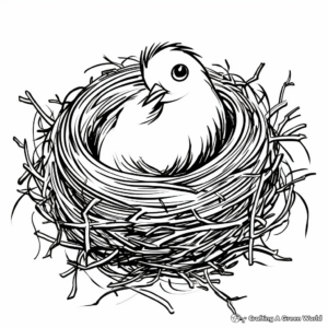 Bird Nest in Winter Setting Coloring Pages 4