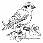 Bird with Blossoms Coloring Pages For Kids 1