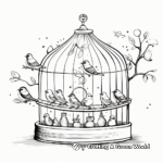 Birds Escape from Bird Cage Coloring Pages 1