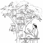 Birdwatcher’s Paradise: Macaw and Bird Feeder Coloring Pages 3