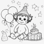 Birthday Party Baby Girl Monkey Coloring Pages 1