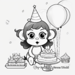 Birthday Party Baby Girl Monkey Coloring Pages 3