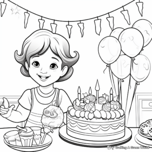 Birthday Party Scene for Mom Coloring Pages 3