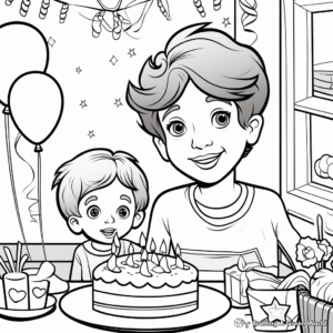 Birthday Party Scene for Mom Coloring Pages 4
