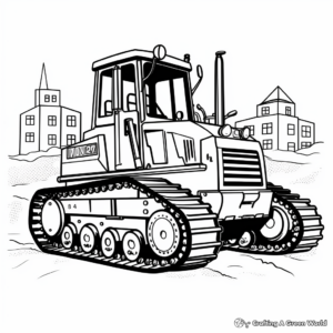 Black and White Classic Bulldozer Coloring Sheets 1