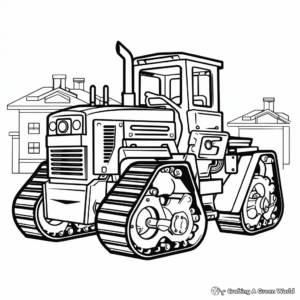 Black and White Classic Bulldozer Coloring Sheets 2